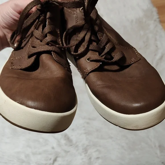 Sperry Boys Cruise Mid Top Siders Sneakers Brown Faux Leather Lace Up Shoes 3.5 - Picture 3 of 11
